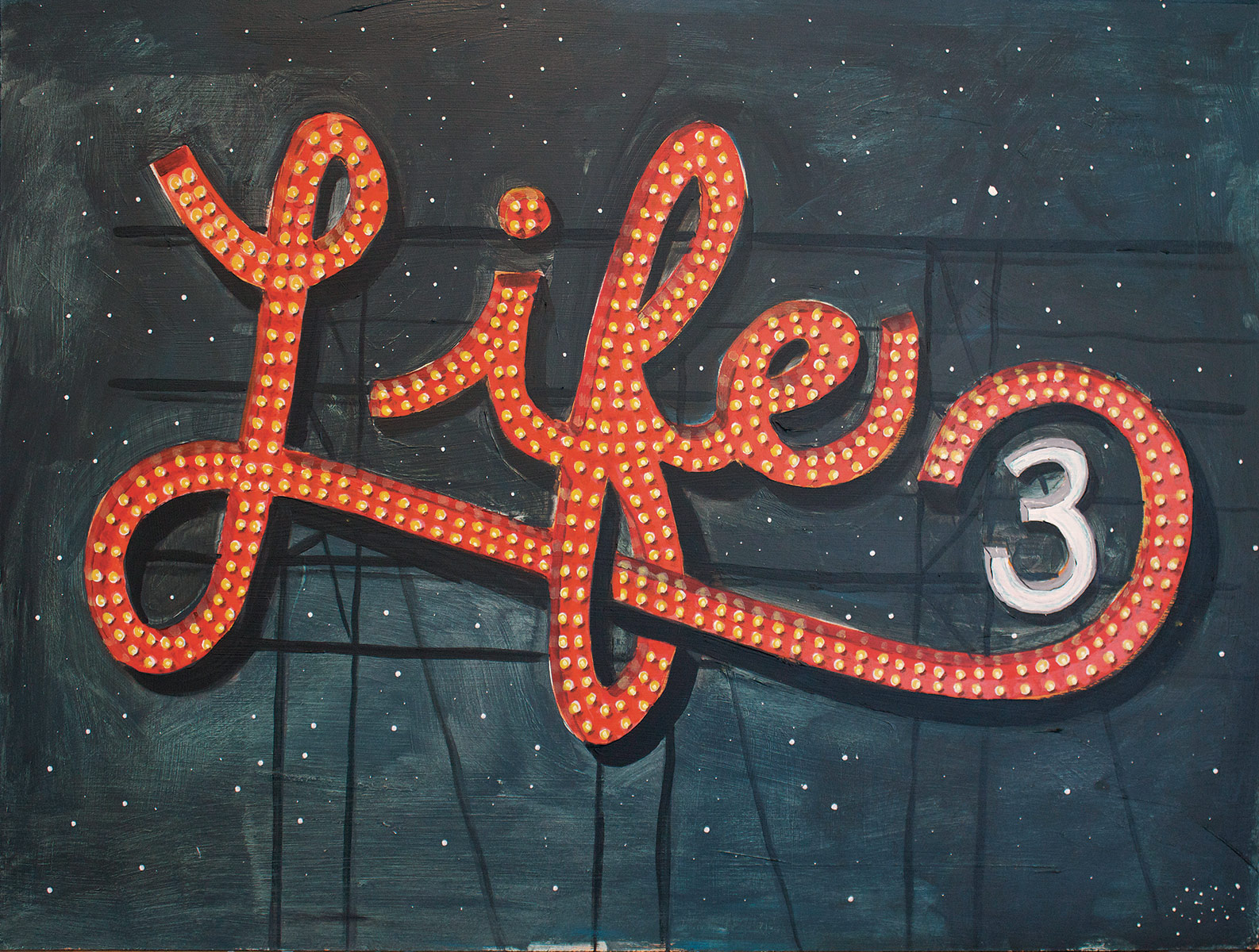 A neon sign that says life 3.